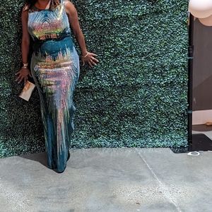 Green Mermaid Hem Sequin Formal Dress